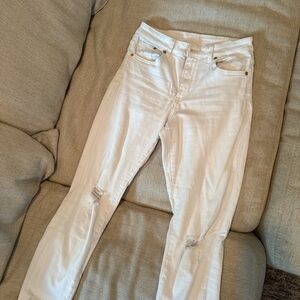 Women's White Distressed Jeans